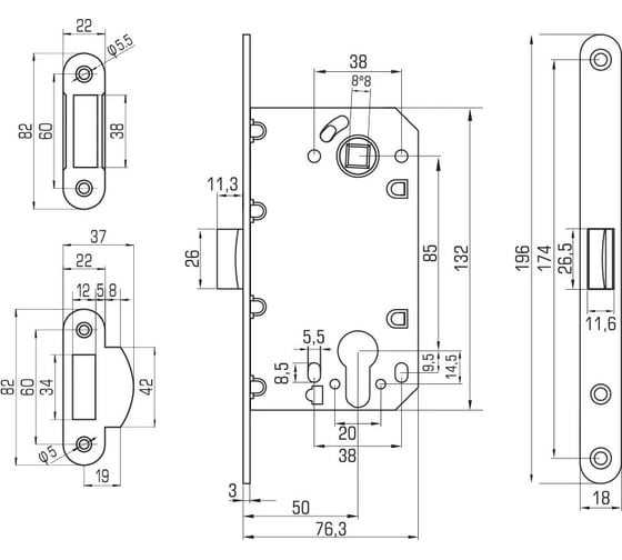 Корпус замка Palladium 600 PC блистер 00011903