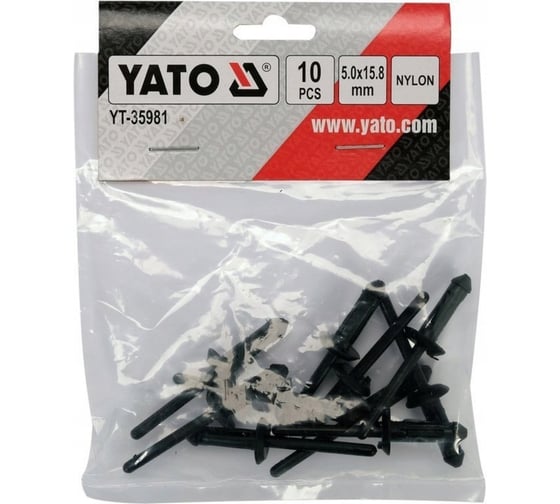 Пластиковые заклепки YATO 5,0x15,8 мм, 10 штук YT-35981