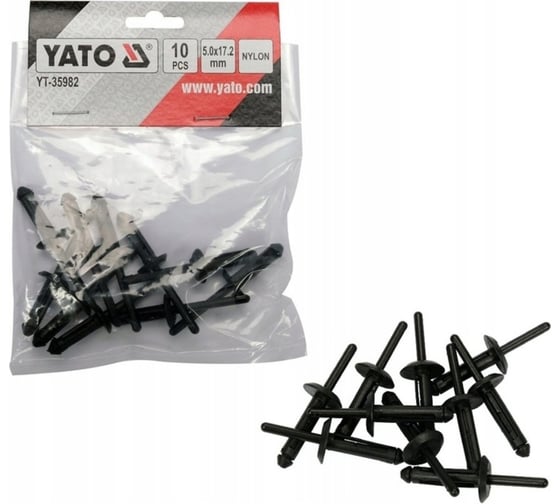 Пластиковые заклепки YATO 5,0x17,2 мм, 10 штук YT-35982 394935982 092 1