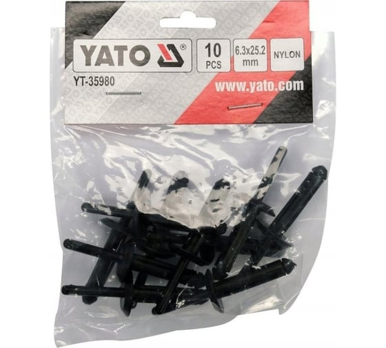 Пластиковые заклепки YATO 6,3x25,2 мм, 10 штук YT-35980