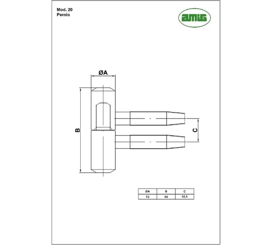 Ввертная петля Amig покрытие бронза, мама 20-13x44 (Н) BR