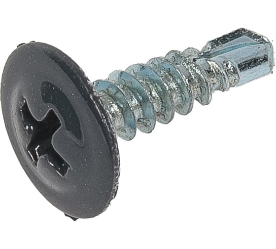 Саморез с прессшайбой STARFIX 4,2x16 мм, цинк, со сверлом, RAL 7024, 500 шт. SMC1-18700-500