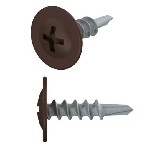 Саморез с прессшайбой STARFIX 4,2x16 мм, цинк, со сверлом, RAL 8017, 150 шт. SMP1-28892-150 1
