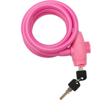 Тросовый замок для велосипедов и колясок с ключом Четыре сезона 65 см, розовый 79-0364