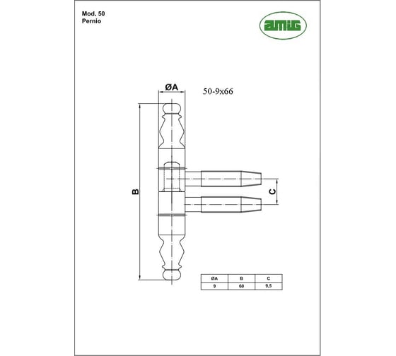 Ввертная петля Amig покрытие бронза 50-9x66 М