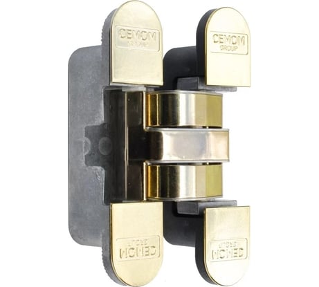 Дверная скрытая петля Cemom Moatti универсальная, 3D, 120x27 мм, 60 кг, латунь CEM0027.20/MP