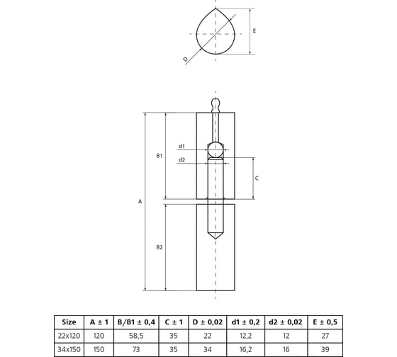 Приварная петля Palladium 22x120 мм УТ-00000772