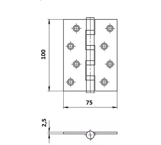 Универсальная дверная петля Palladium N 500 C-4" PB 00011756