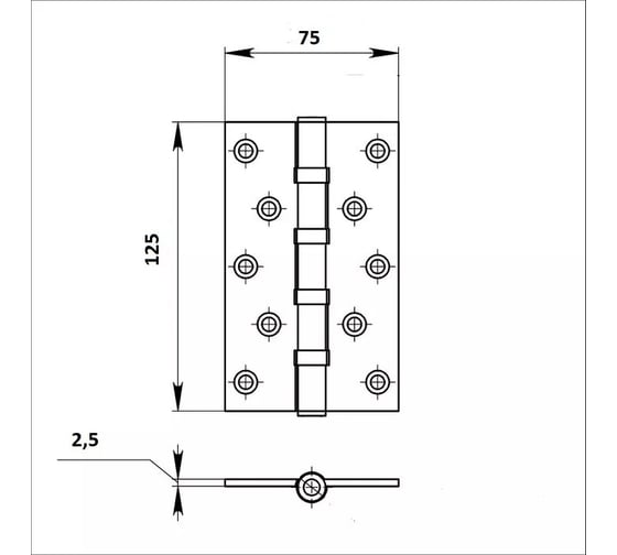 Универсальная дверная петля Palladium N 500 C-5" CP 00011763