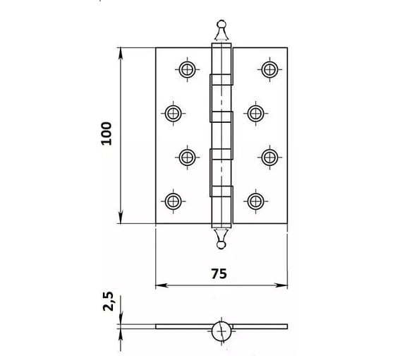 Универсальная дверная петля Palladium N 500 A-4" AB 00011764