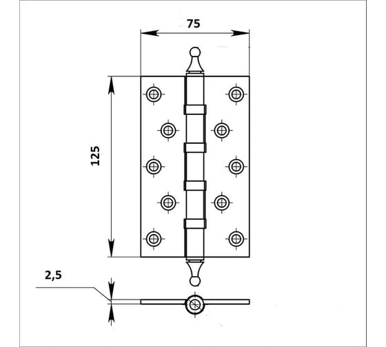 Универсальная дверная петля Palladium N 500 A-5" CP 00011774