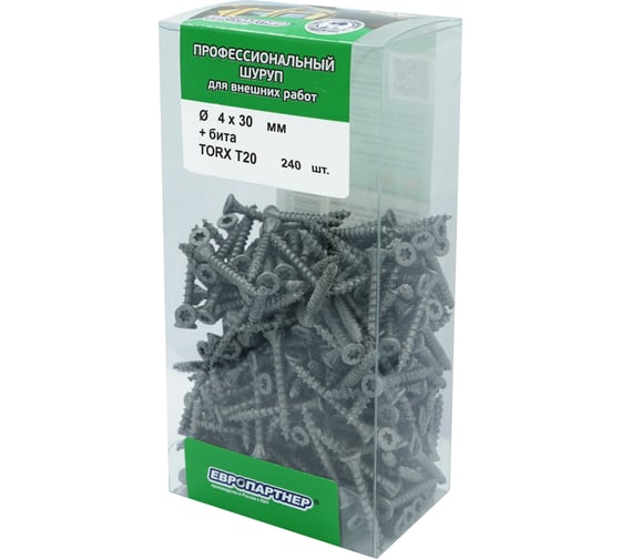 Усиленный саморез с антикоррозионным покрытием ЕВРОПАРТНЕР 3.5x40, TORX15 + бита, 230 шт. B3 0057