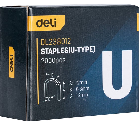 Набор скоб для степлера DELI тип U, DL238012 2000 шт. 98422