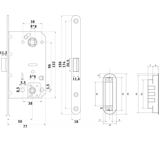 Межкомнатный магнитный замок Palladium 600-M BB СТ-00001573