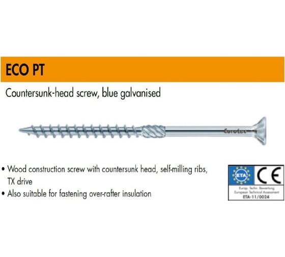 Конструкционные саморезы Eurotec ECO Paneltwistec SK 8.0x180/100/10 TX40, потайной, 50 шт. 954687