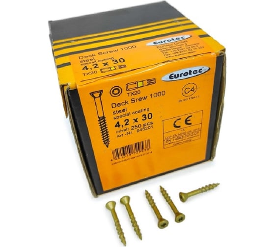 Саморезы Eurotec Deck Srew 1000 4.2x30 TX20, потайной, 250 шт. 945201