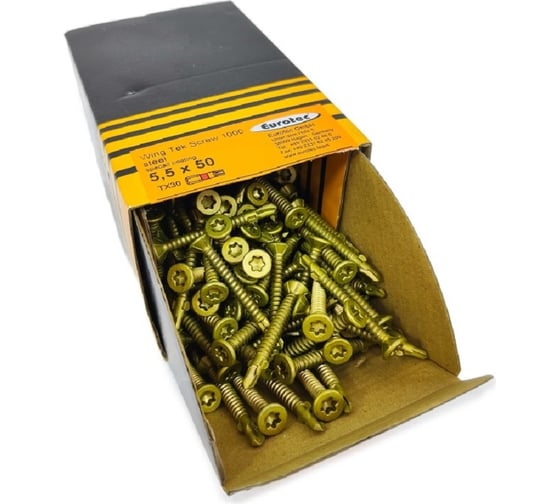 Саморезы Eurotec Wing Tek Srew 1000, 5.5x50, TX30, потайной, флюгель, 200 шт. 904339