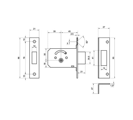 Врезной замок Palladium 0156 F латунь 00009792