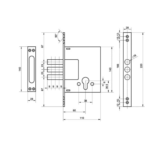Врезной замок Palladium 0257 никель 00009802