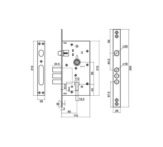 Корпус замка Palladium 0252 R никель 00011171