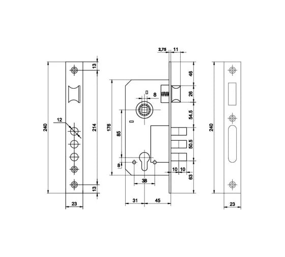 Корпус замка Palladium 2000 хром 00009825