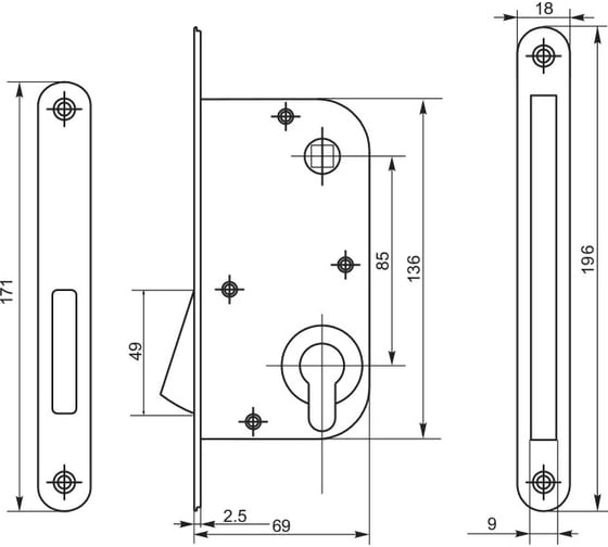 Корпус замка Palladium 085 M PB 00008689
