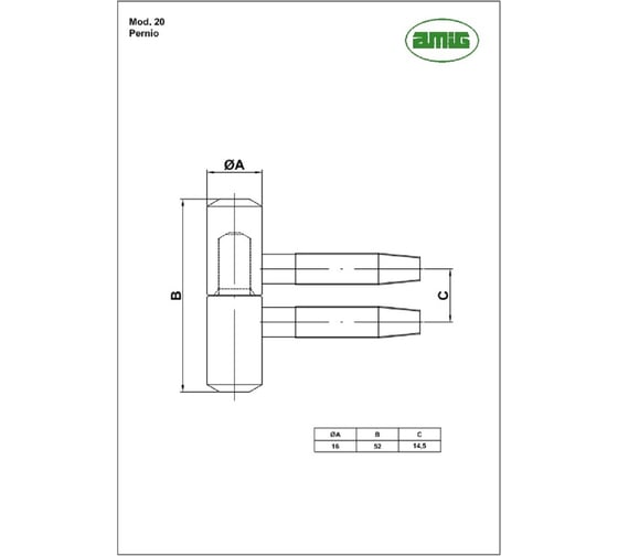 Ввертная петля Amig покрытие никель 20-16x52 H