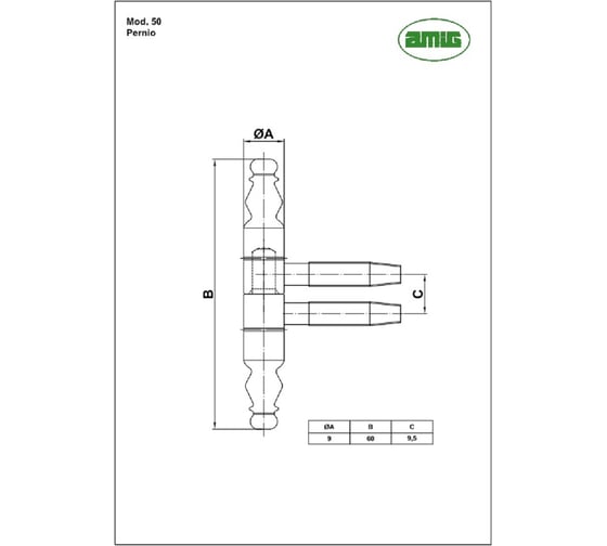Петля Amig покрытие латунь 50-9x66 LP (Н)