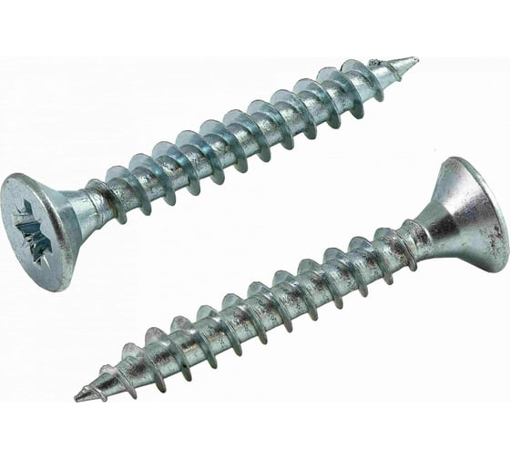 Универсальный саморез КВАДРА 5x45, белый, потайная голова, цинк, 100 шт. 503045020100