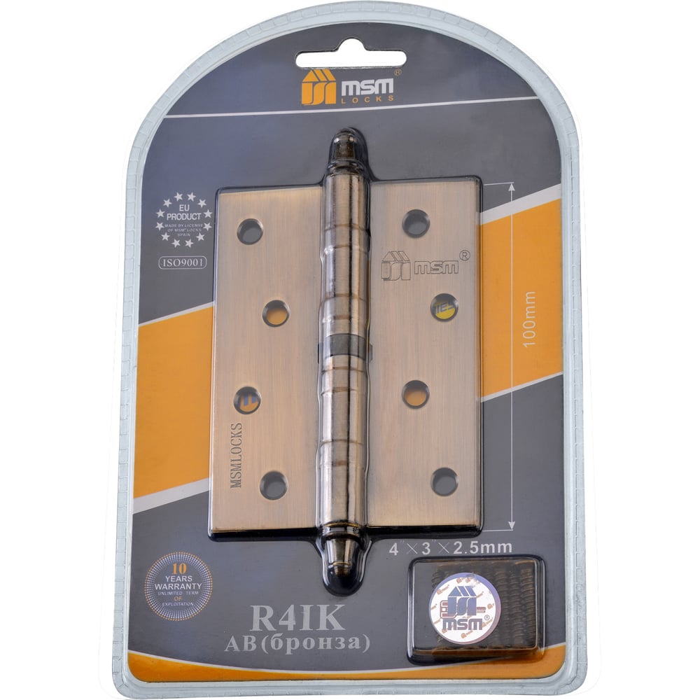 Съемные петли с колпачком MSM 100x75x2,5 мм, правая, бронза, 2 шт ...