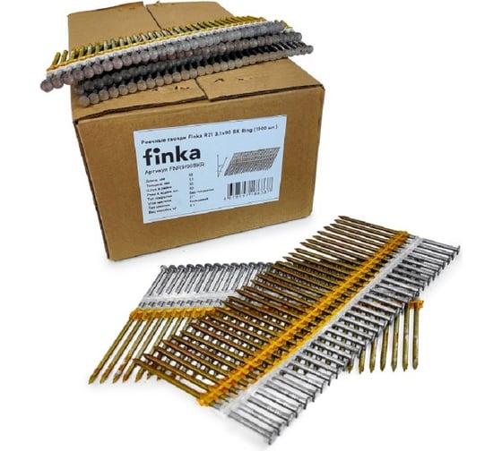 Реечные гвозди Finka R21 3.1x90 BK Ring, 1500 шт. FNR3190BKR