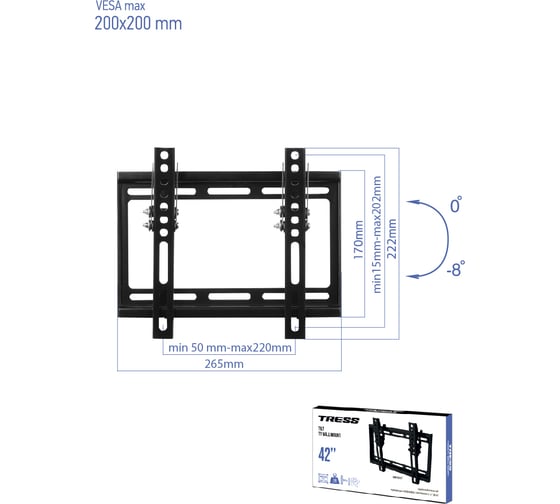 Наклонный кронштейн TRESS черный 23"-42" WM-2022T WM 2022T