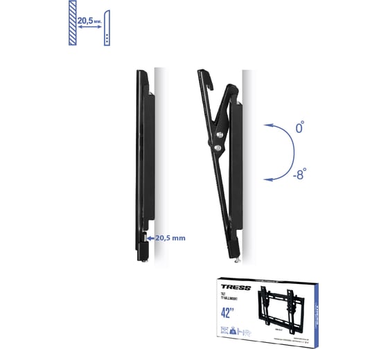 Наклонный кронштейн TRESS черный 23"-42" WM-2022T WM 2022T