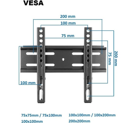 Наклонный кронштейн TRESS черный 23"-42" WM 3022F