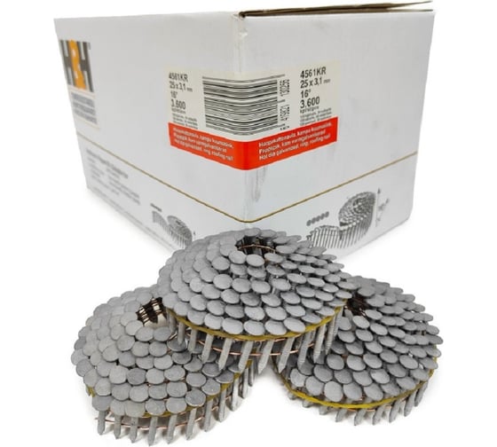 Кровельные гвозди H&H 3.1x25 Ring HDG горячий цинк, 3600 шт. 4561KR