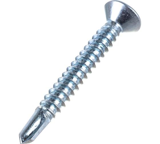 Саморез ZAMETAL 4,8x38 со сверлом и потайной головкой, DIN 7504Р, цинк, уп. 500 шт. ZA102675 1