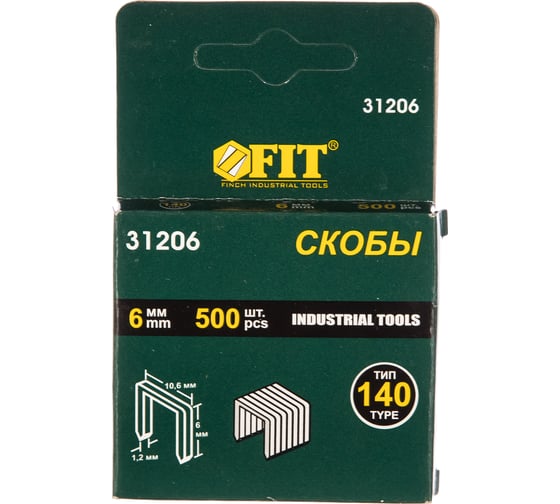 Скобы широкие Профи прямоугольные (6 мм; 500 шт.) FIT IT 31206