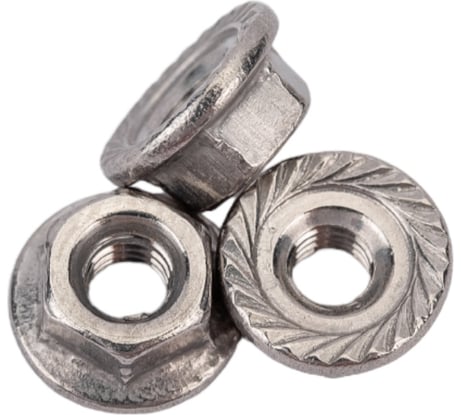 Шестигранная гайка с фланцем с насечками DINFIX ДИН 6923, нерж. А2, M3, 10 шт. 00-00002966