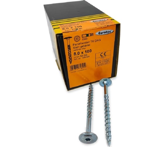 Конструкционные саморезы Eurotec Paneltwistec TK 8.0x100/80/10 TX40 тарелка, 50 шт. 944589 1