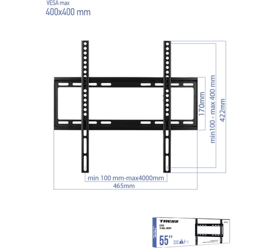 Фиксированный кронштейн TRESS черный 32"-55" WM 2044F