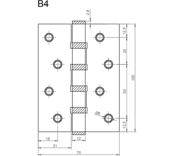 Универсальная петля Вантаж 100x75x3 мм, белый, 2 шт. B4-WH