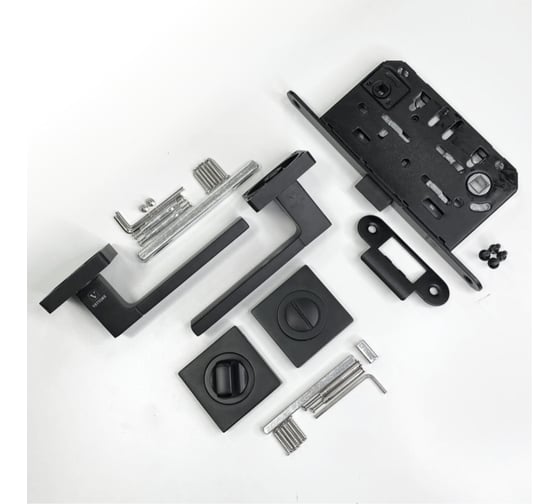 Дверная ручка r06.081 mbp с поворотником bk 0605 mbp и механизмом wc 410 b-s kevlar mbp VETTORE черный матовый 101 1