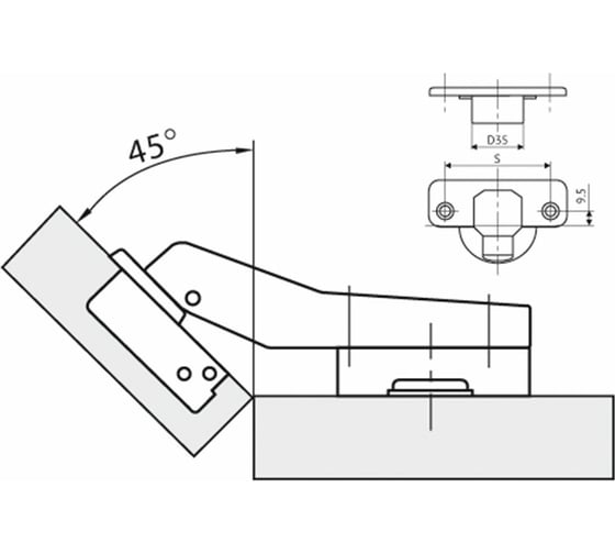 Угловая петля Mebax 45 MF Slide-on 00-00002157