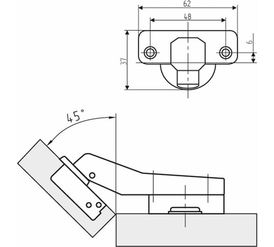 Угловая петля с доводчиком Mebax MF Prima Clip-on 45, 2 шт. 00-00002159