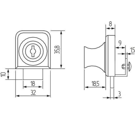 Накладной замок для стекла Mebax 1, хром 00-00002165