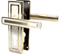 Дверные ручки Левша QUADRATO на планке, cyl55, P07036E, латунь матовая/крем У2-1209.ЗМ