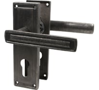 Дверные ручки Левша QUADRATO на планке, cyl55, P06036E, олово античное У2-1229.СО