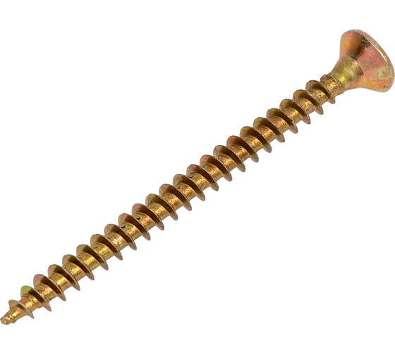 Универсальный саморез КВАДРА 3.5x45 желтый, потайная голова, цинк, кop. 100 шт. 354045020100