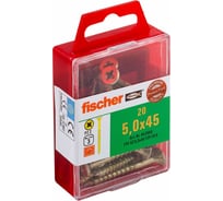 Шуруп для дерева Fischer fpf-sz 5,0x45 yzp, жёлт. цинк, 20 шт. 653968