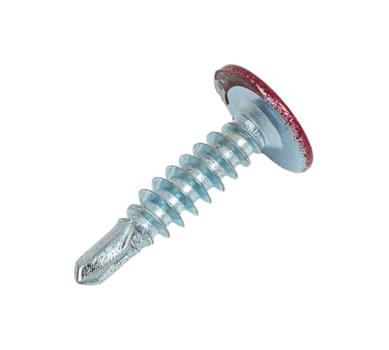 Крашеный саморез с пресс-шайбой со сверлом КВАДРА 4.2x19 RAL 3005, кop. 200 шт. 300519220200 1